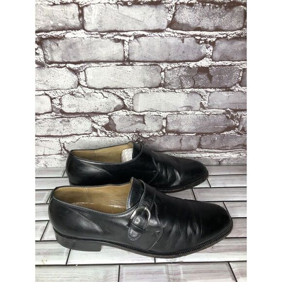 OGGI Black Leather Monk Strap Loafers Dress Shoes Men Sz 9M US/42EU - Picture 5 of 16